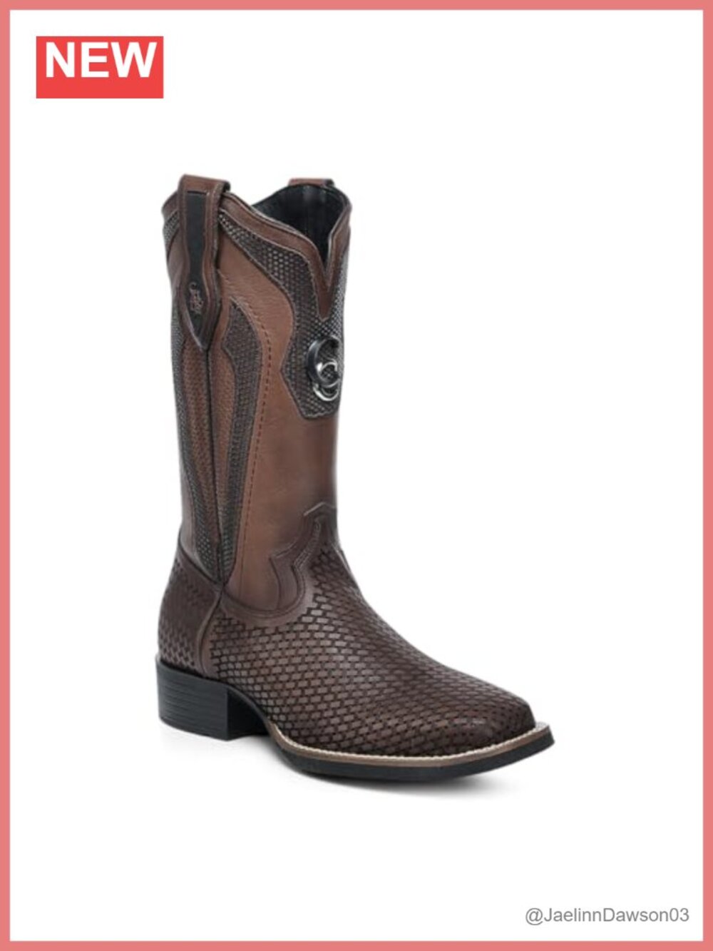Men's Genuine Bovine Leather Western Rodeo Boots Mid-Calf